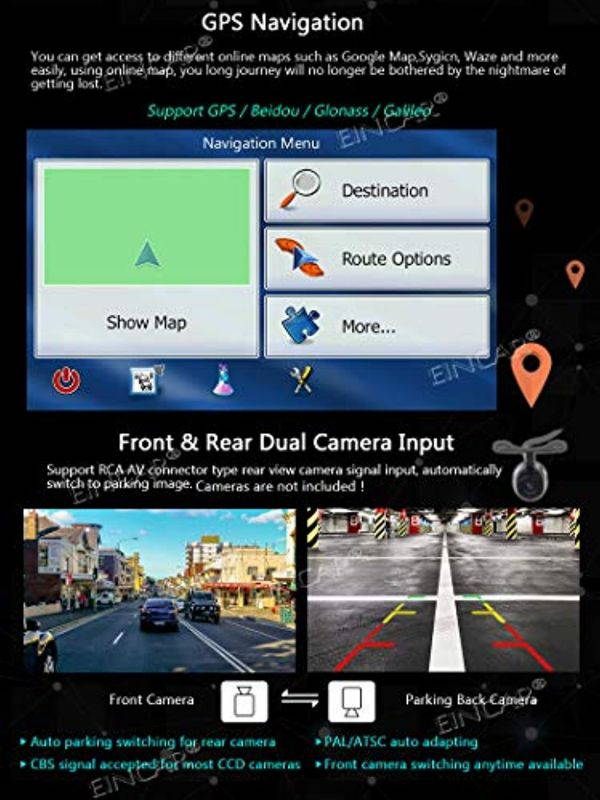 Android 10.0 Car GPS Navigation Double Din Car Stereo with 7 Inch 2 Din AM FM RDS Radio Touch Screen Support WiFi 4G Mirror Link Bluetooth Subwoofer SWC OBD2 DVR Video Out Wireless Rear View Camera