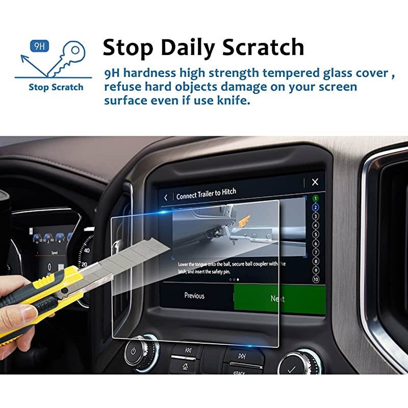 Fits for 2019 2020 2021 GMC Sierra 1500 8 Inch IntelliLink Car Navigation Screen Protector, Tempered Glass Center Touch Screen Protector Anti Scratch High Clarity