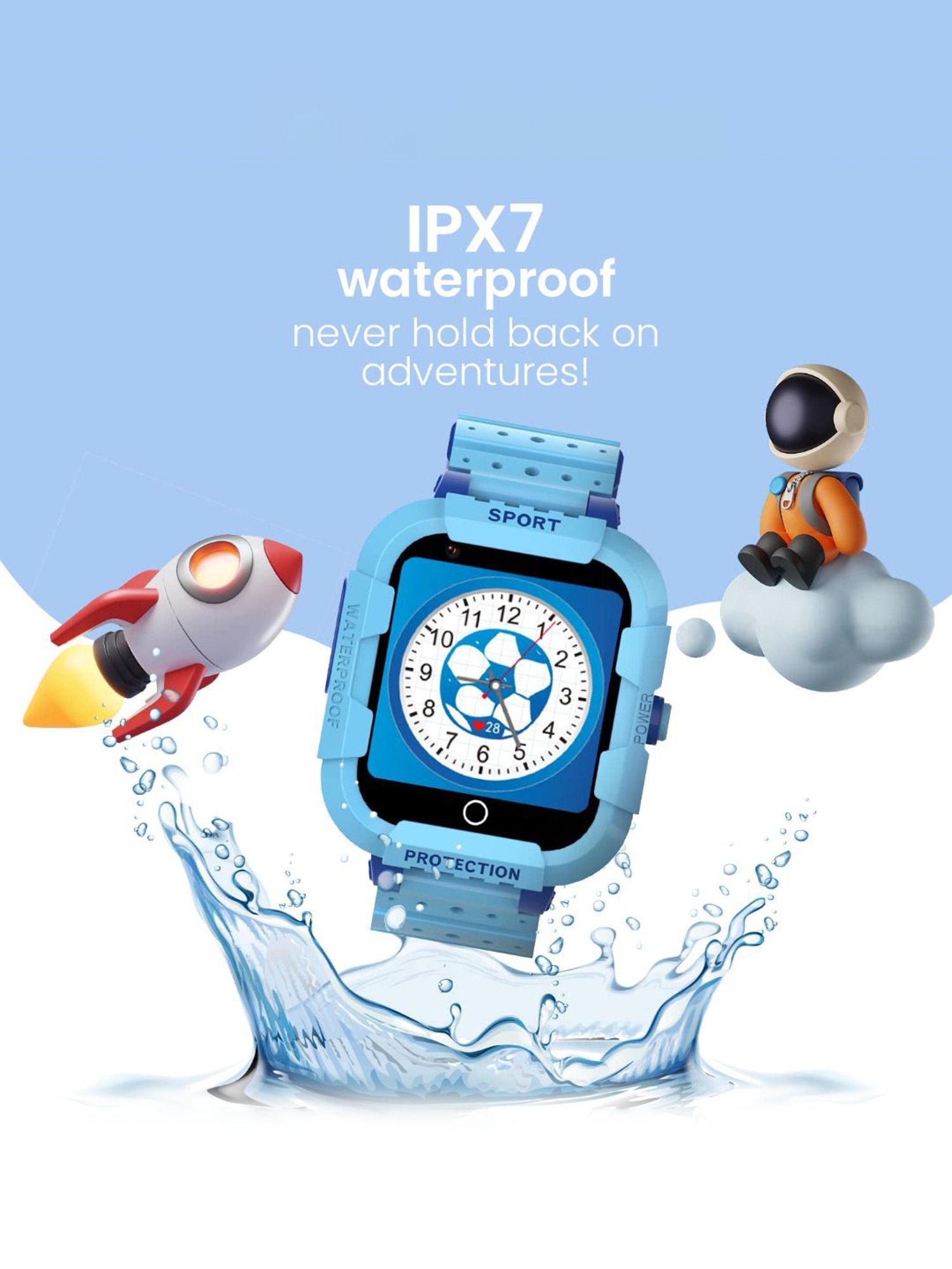 Turet Gator 2.0 Kids GPS Tracker, LTE Smartwatch for Kids with Voice & Video Call (Blue)