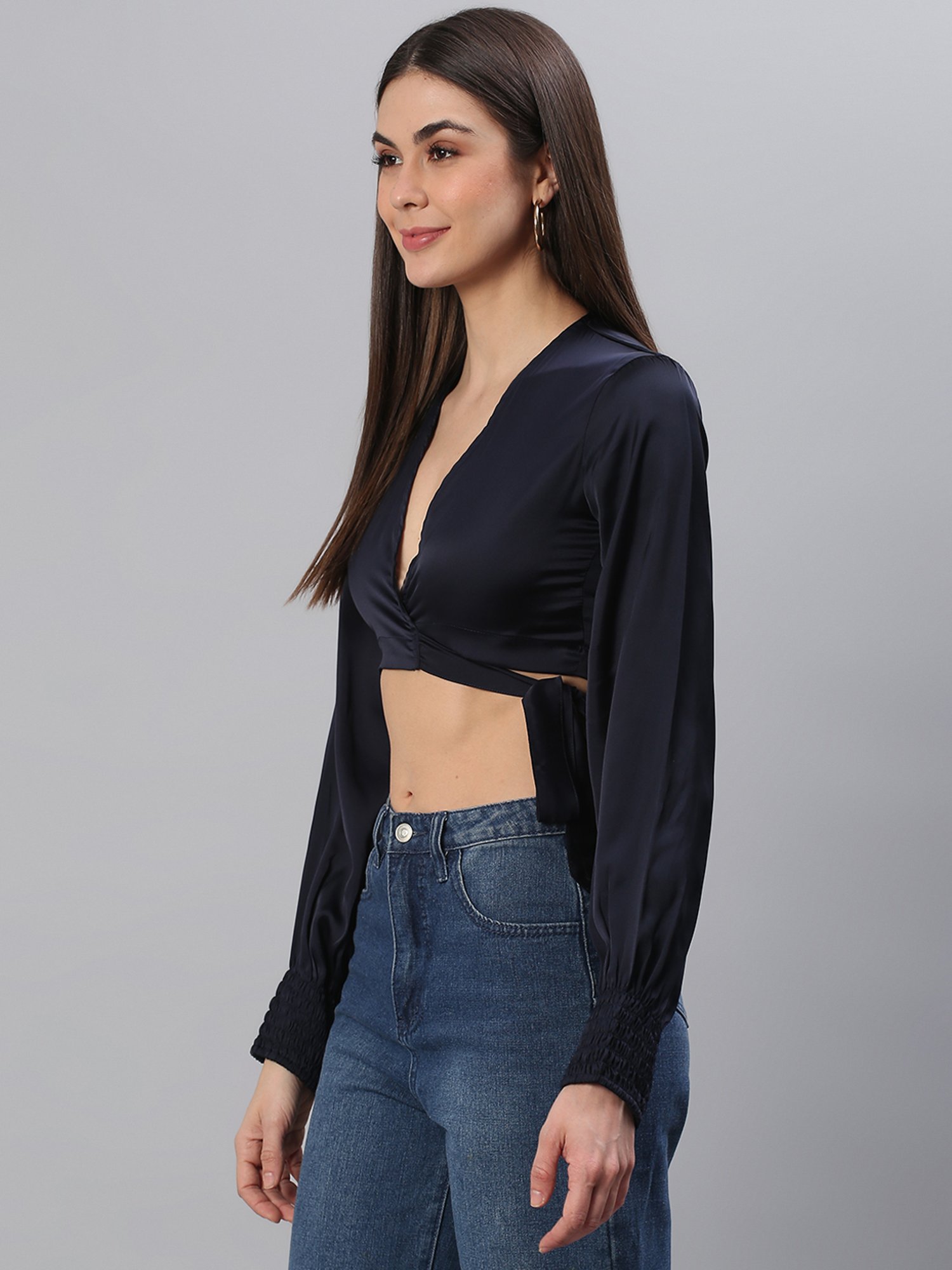 Cation Navy Crop Top