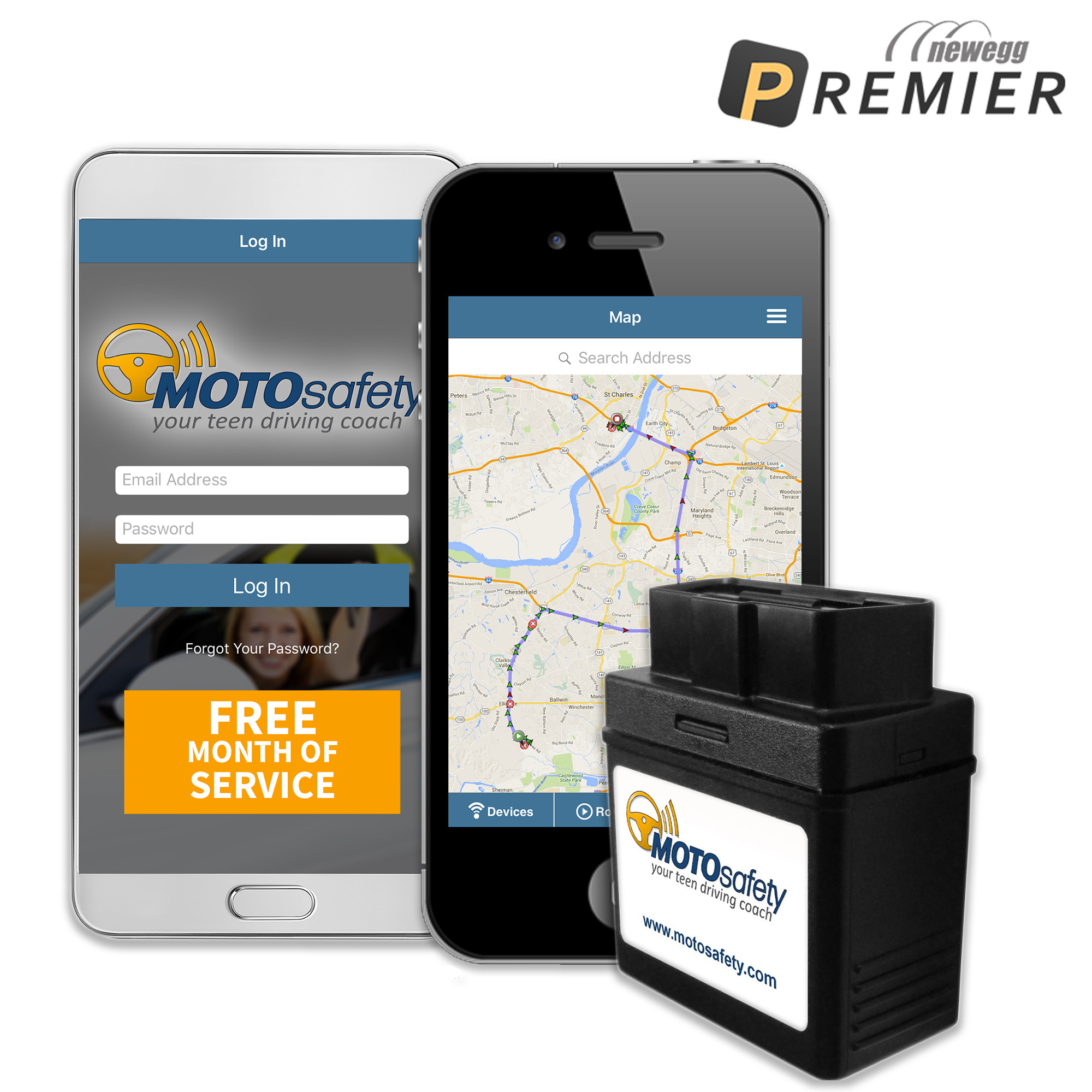 MOTOsafety Teen GPS Tracking OBD Device & Driving Coach with Free Month of 3G GPS Service