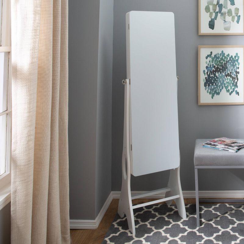 Ruby+Cash Mirrored Jewelry Armoire White