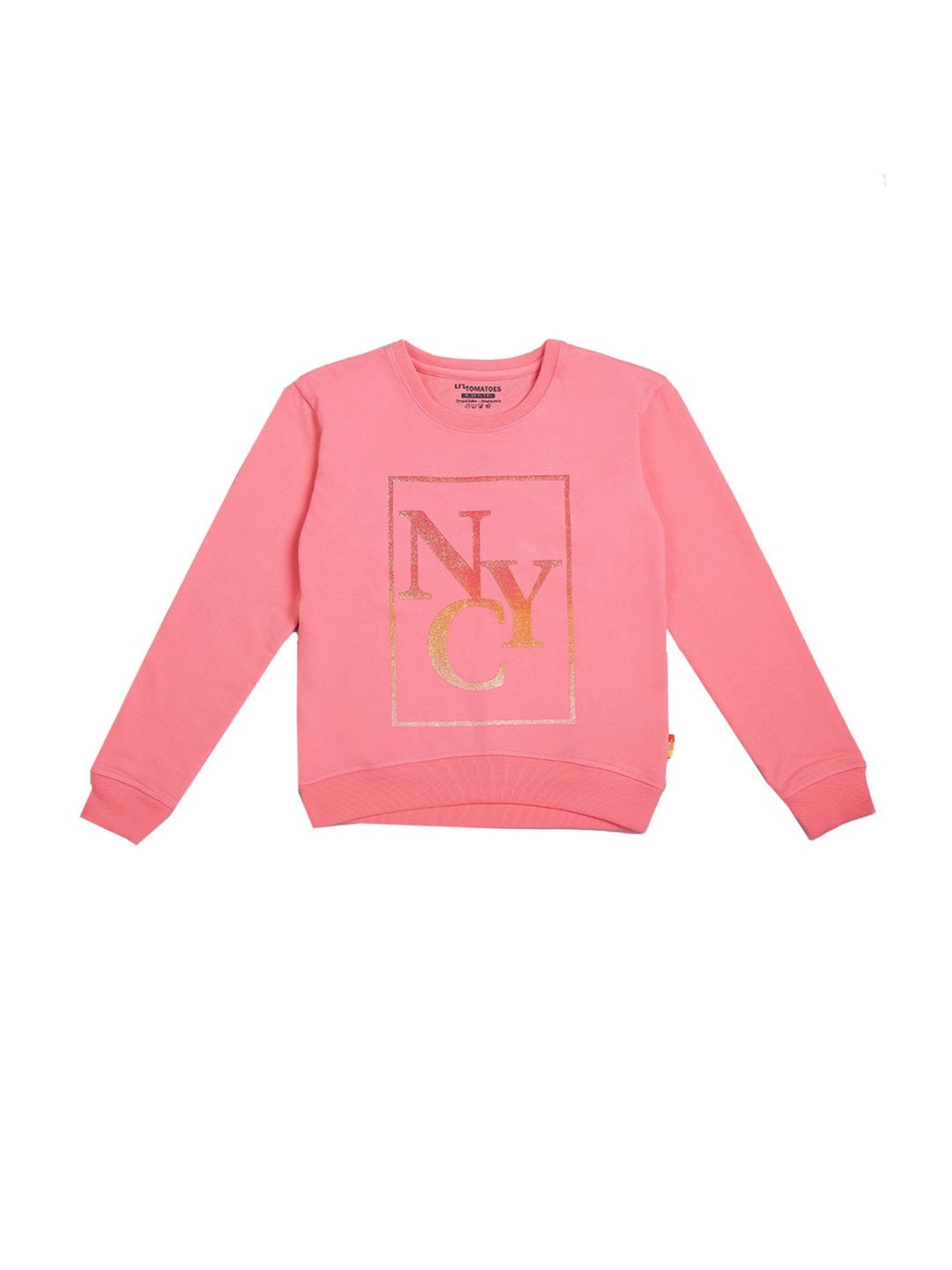 Li'l Tomatoes Kids Pink Graphic Print Sweatshirt