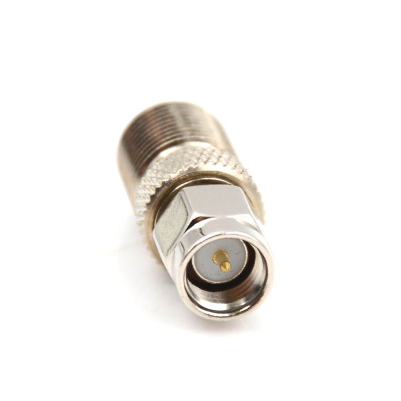 F Type Female to SMA Male Plug Coaxial Adapter Connector Silver Tone