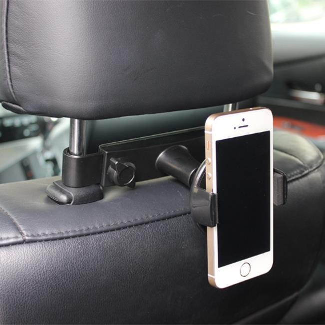 Premium Car Headrest Mount Phone Holder Rotating Cradle Back Seat Entertainment Dock Black V6W for iPod Touch 5 - Google Pixel 2 XL - HTC 10, U11 - Huawei P10 P9 - LG G5 G6, V30