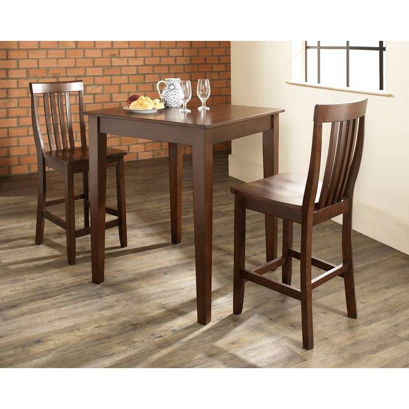 3pc Pub Dining Set with School House Stools Mahogany - Crosley