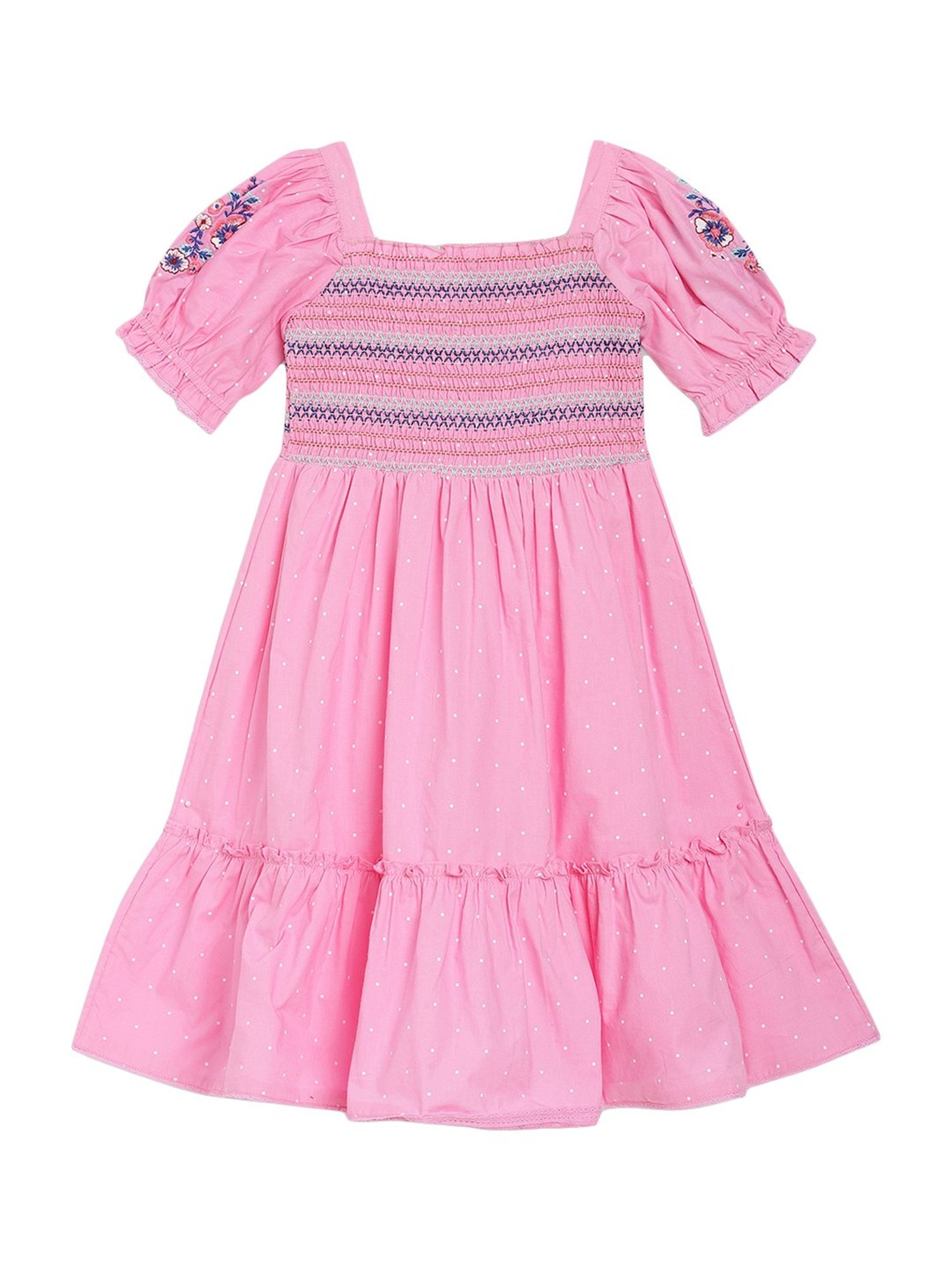 Blue Giraffe Kids Pink Cotton Striped Dress