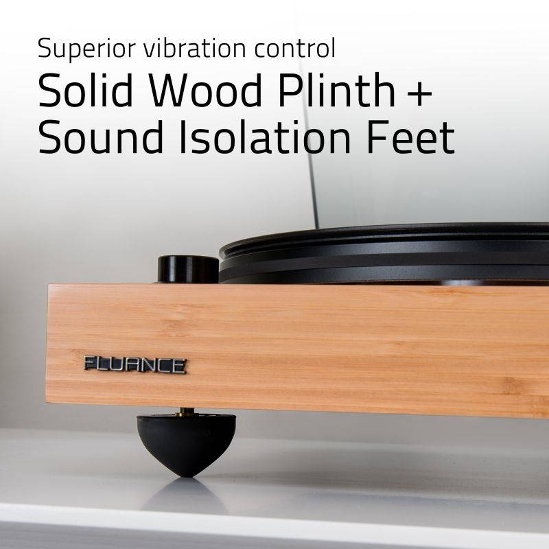 Fluance RT83 Reference High Fidelity Vinyl Turntable Record Player with Ortofon 2M Red Cartridge, Speed Control Motor, Solid Wood Plinth, Vibration Isolation Feet - Bamboo