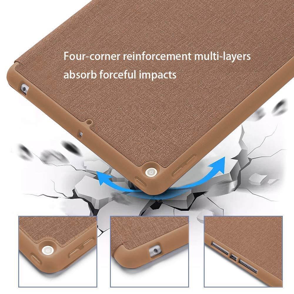 Soke New iPad 9.7 2018/2017 Case with Pencil Holder, Slim Fit Smart Case Trifold Stand with Shockproof Soft TPU Back Cover and Auto Sleep/Wake Function for iPad 9.7 inch 5th/6th Generation, Apricot