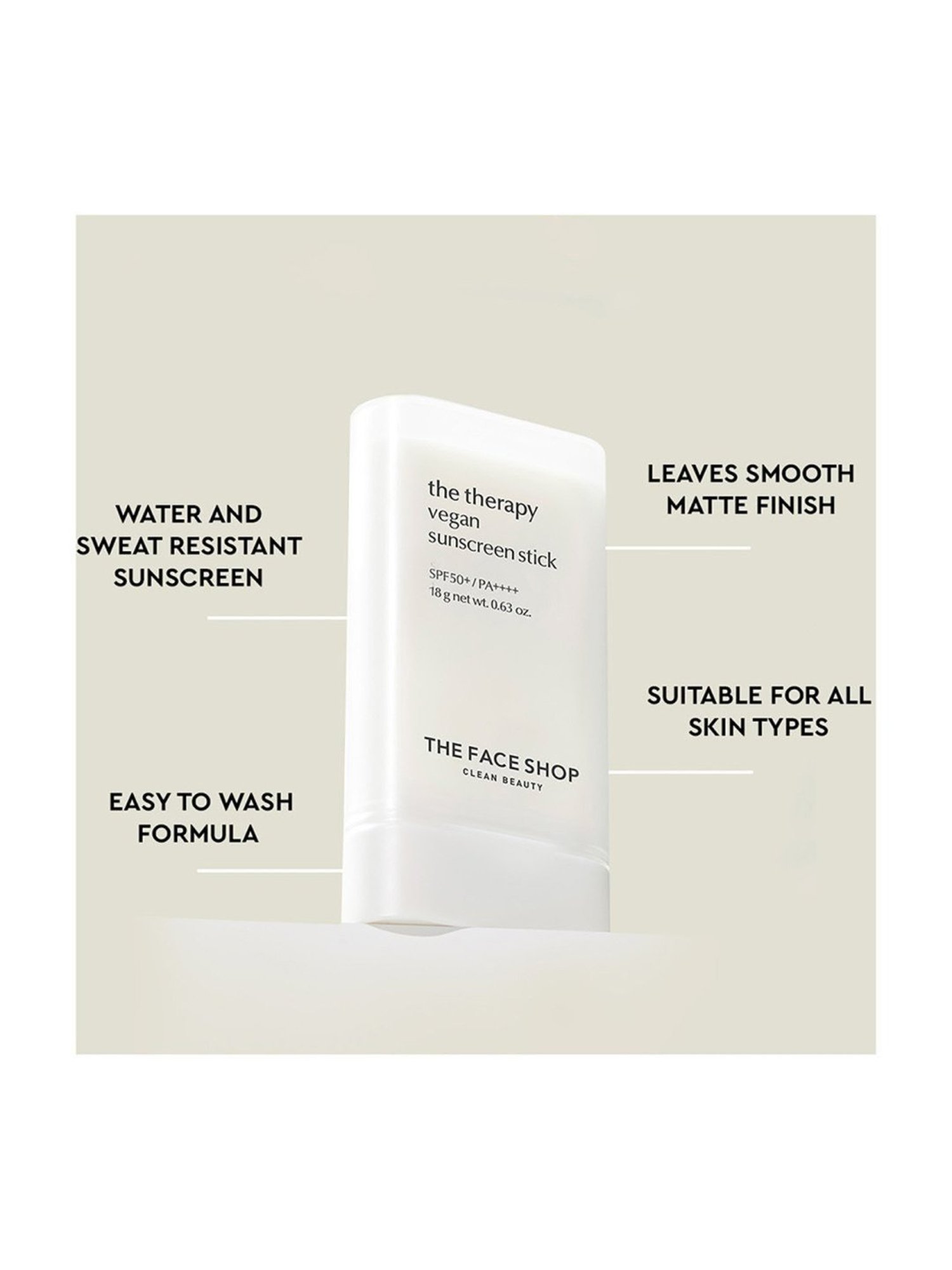 The Face Shop Therapy Vegan Sunscreen Stick SPF 50+ - 18 gm