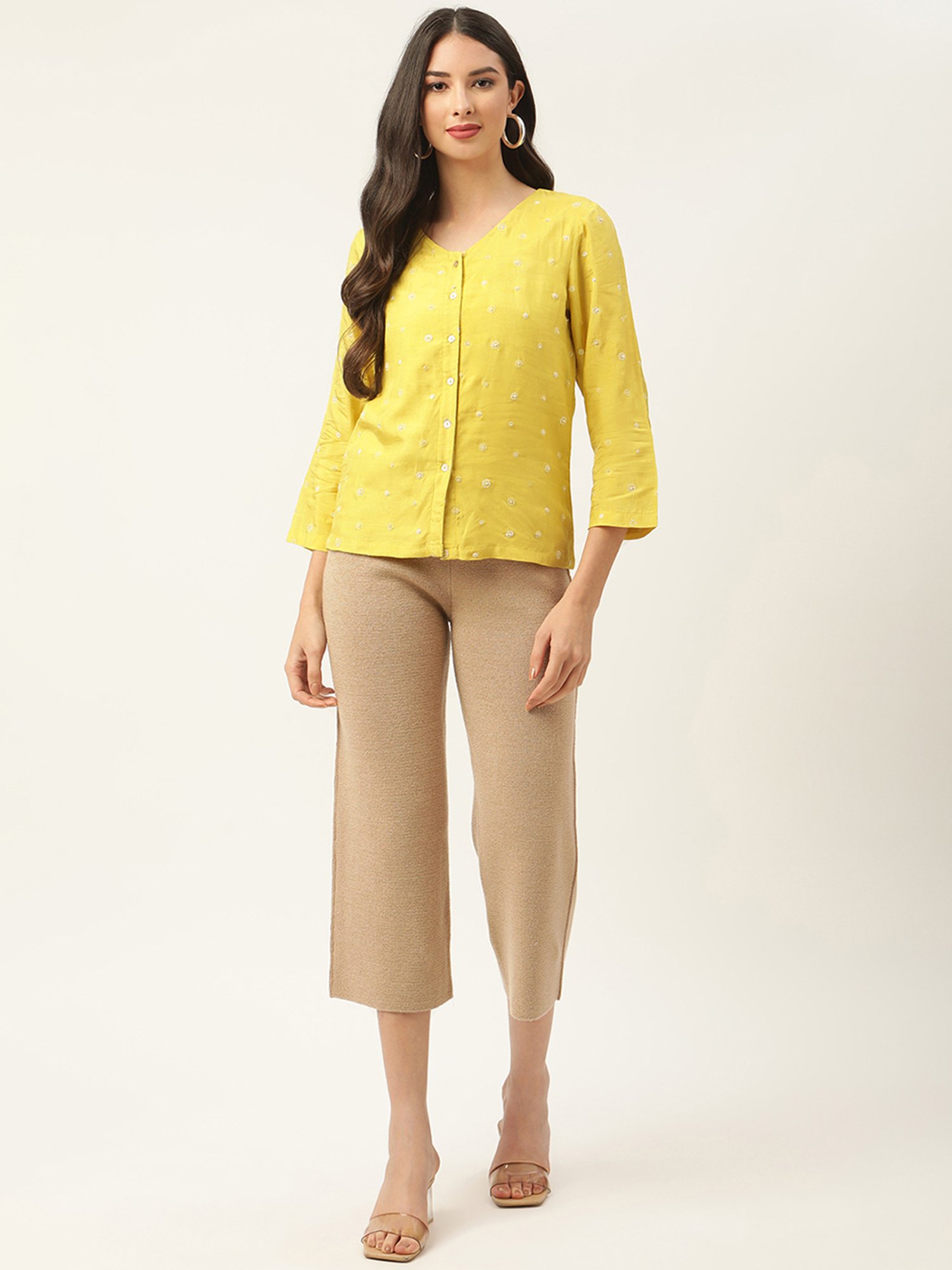 Rooted Yellow Embroidered Shirt