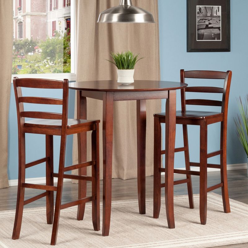 3pc Fiona Counter Height Dining Set with Ladder Back Stool Antique Walnut - Winsome