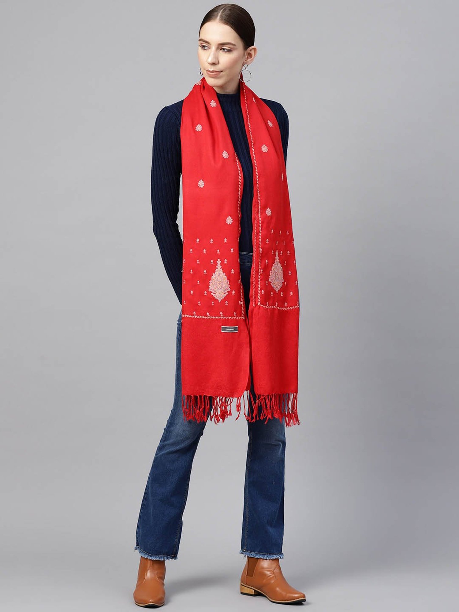 Stylum Red Plain Dupatta
