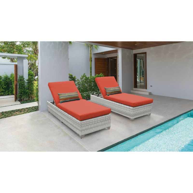 Fairmont 2pk Patio Chaise Lounges - Tangerine - TK Classics