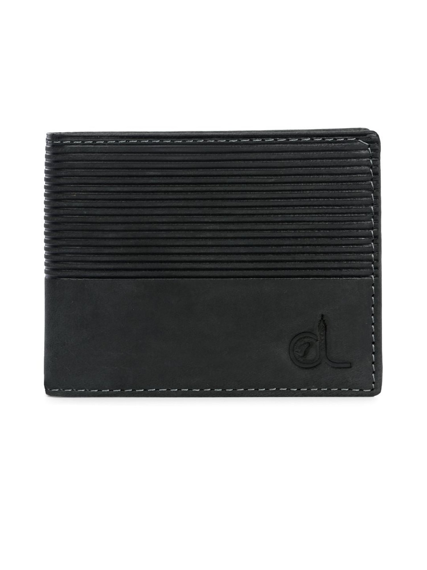 Clog London Dark Grey Textured Leather Small Bi-Fold Wallet for Men