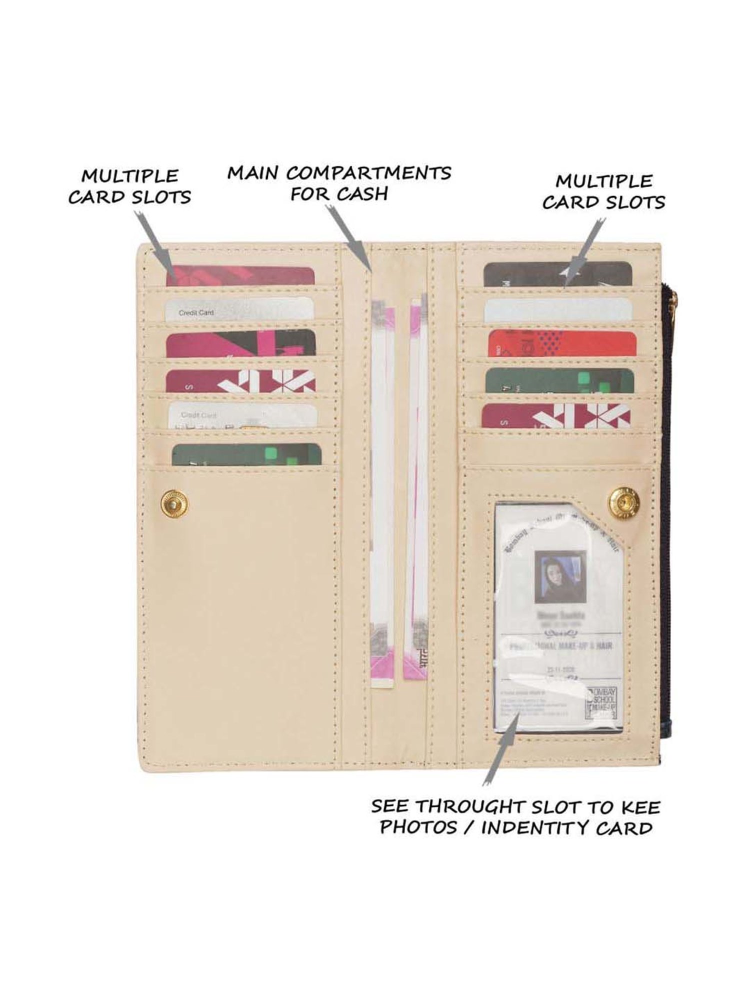 Lavie Bot Safain Navy Textured Bi-Fold Wallet for Women