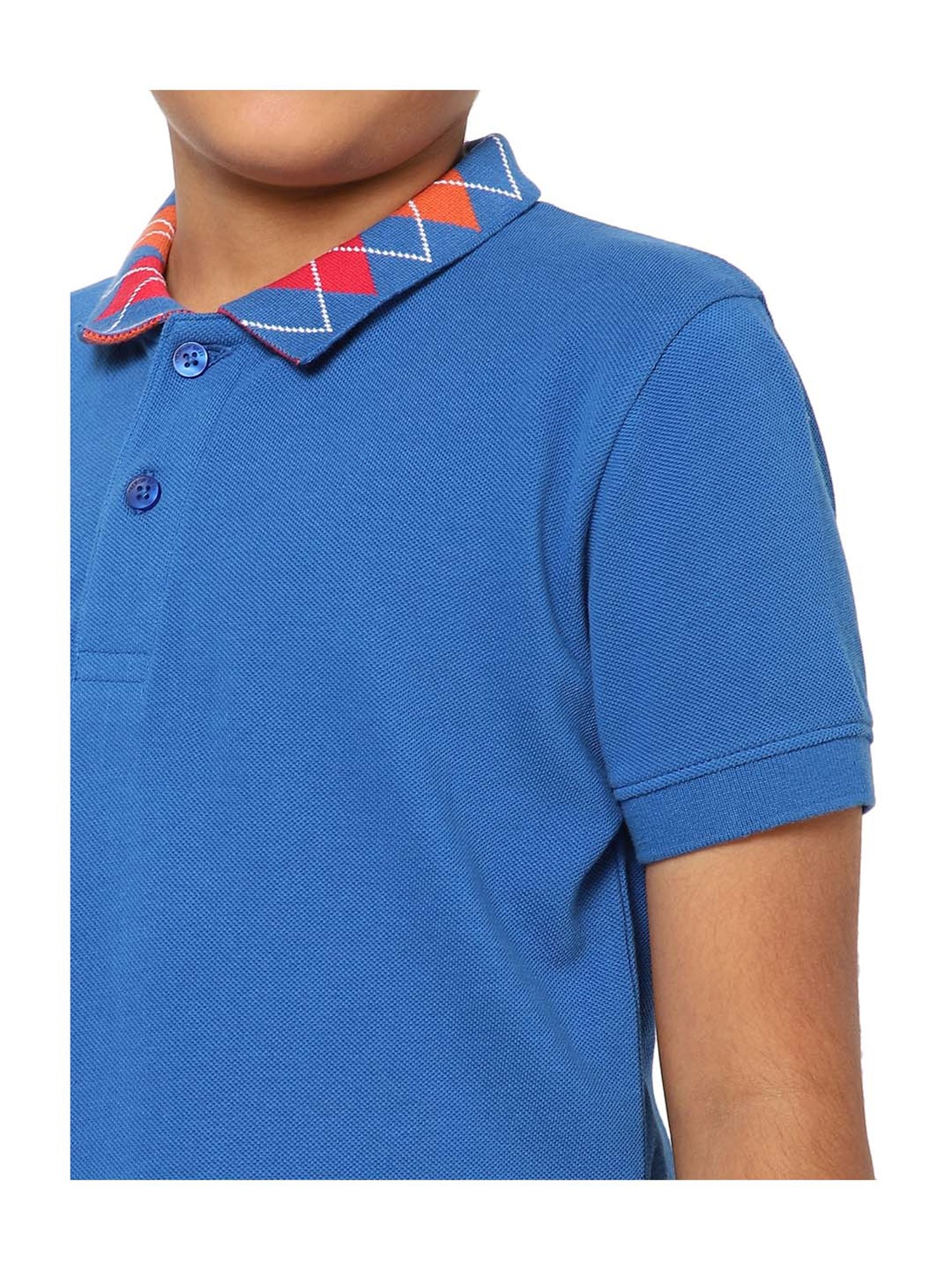 Jack & Jones Junior Boys Boys Blue Cotton Regular Polo T-Shirt