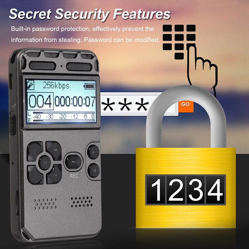 Lejiahong 64G Rechargeable LCD Digital o Sound Voice Recorder dictaphone MP3 Player