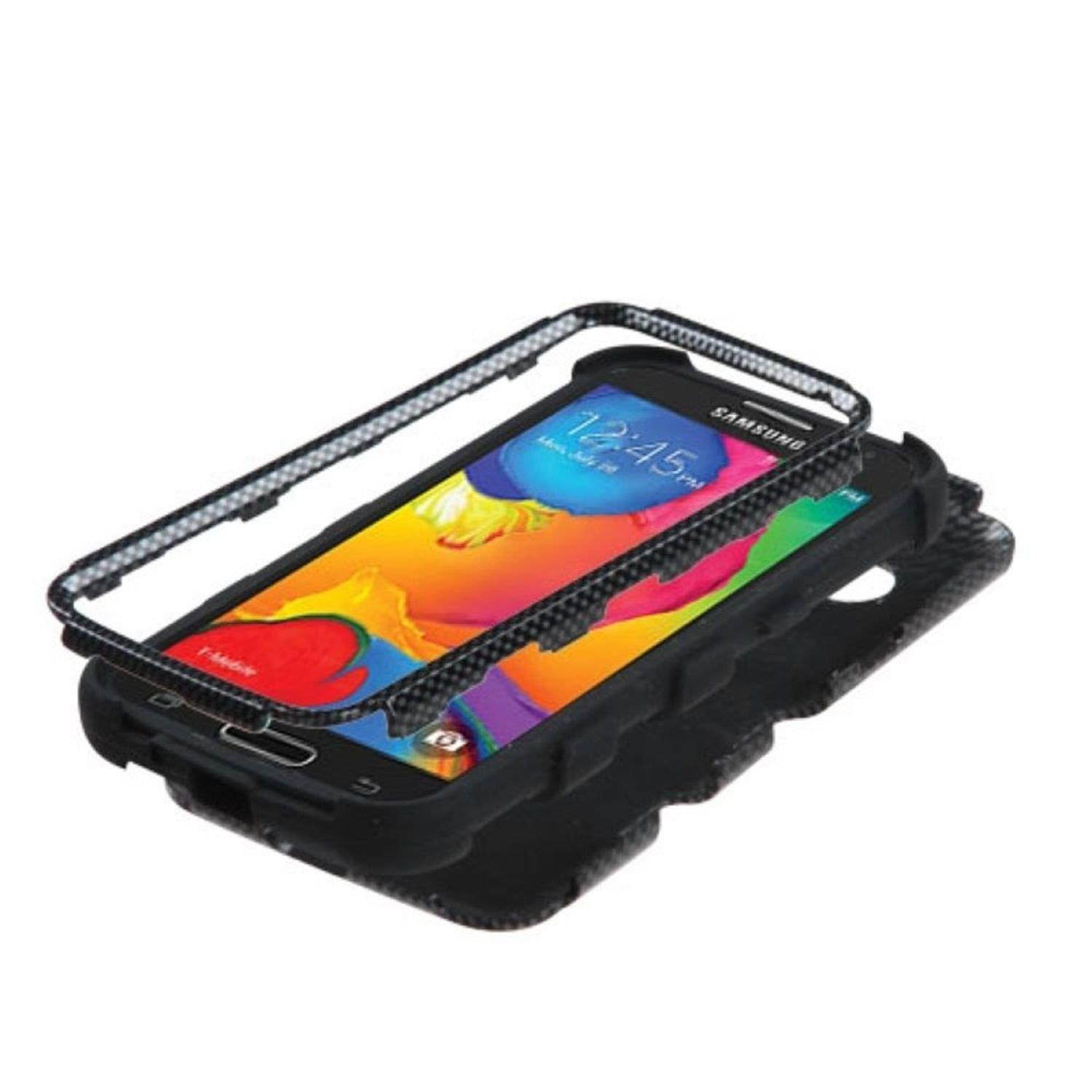 Asmyna TUFF Hybrid Phone Protector Cover for SAMSUNG G386T (Galaxy Avant) - Retail Packaging - Carbon Fiber/Black