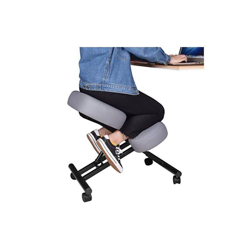 by VIVO Ergonomic Kneeling Chair, Adjustable Stool for Home and Office - Improve Your Posture with an Angled Seat - Thick Comfortable Cushions, Gray, DN-CH-K01G