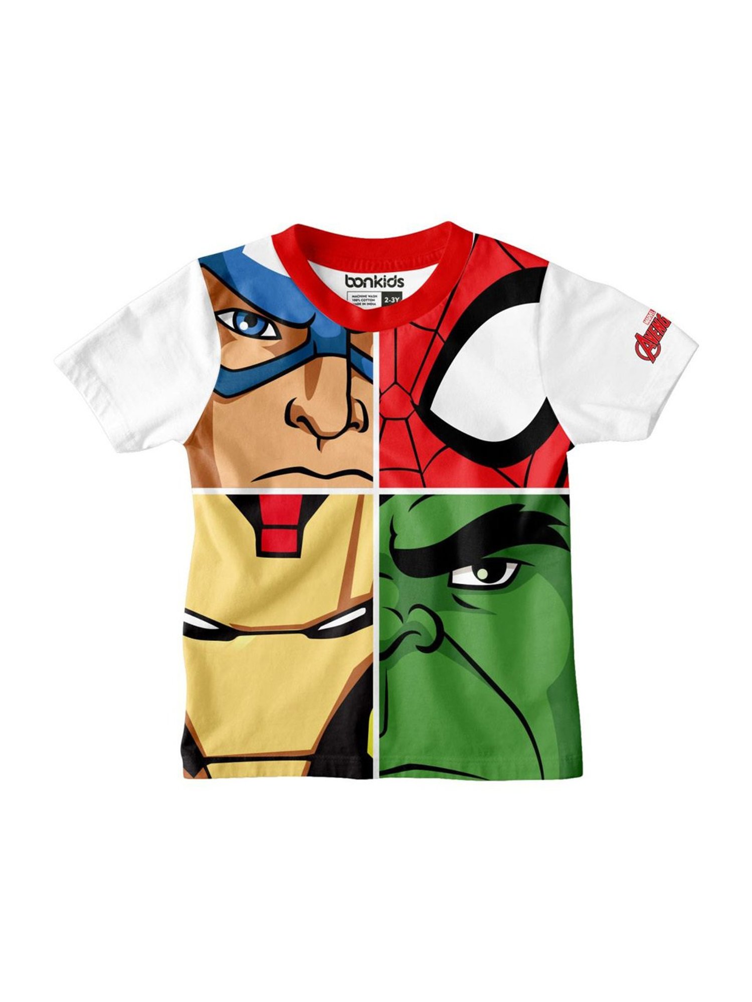 Bonkids Kids Multicolor Cotton Printed Avengers T-Shirt