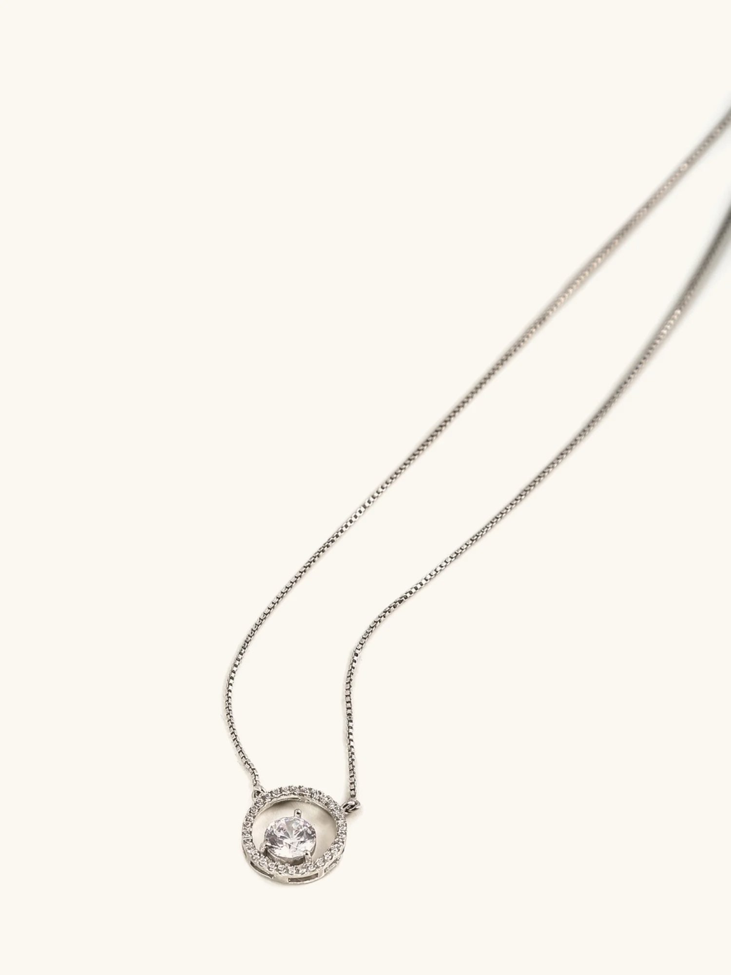 Mabel 92.5 Sterling Silver Rhodium-Plated Studded Solitaire Eye Necklace