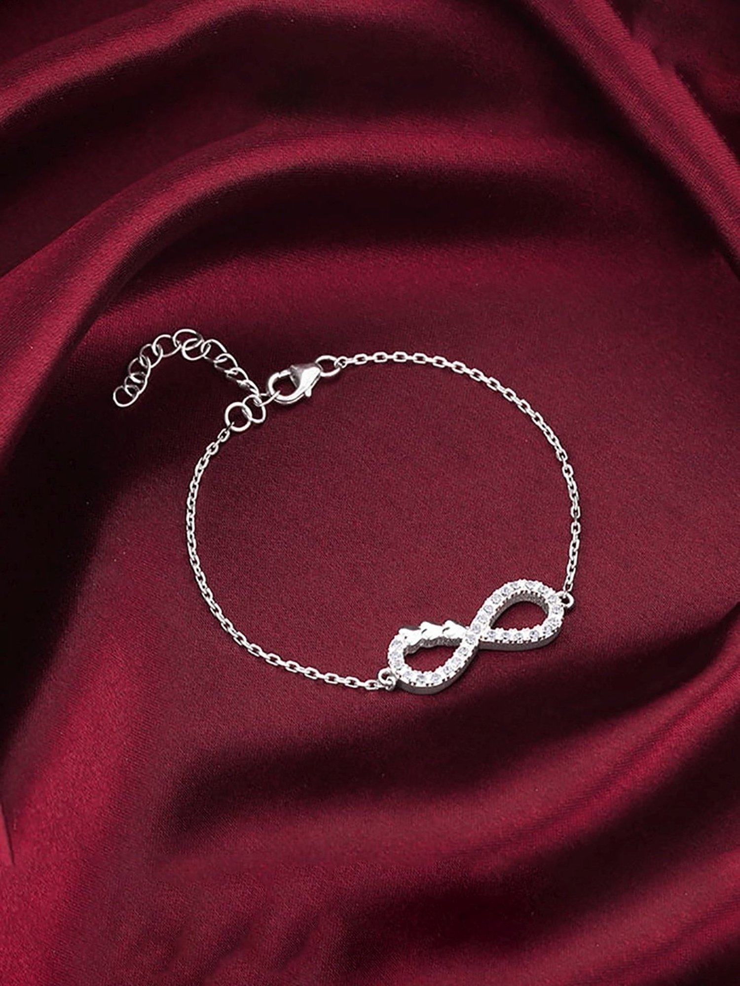 GIVA 92.5 Sterling Silver Infinity Heart Adjustable Bracelet