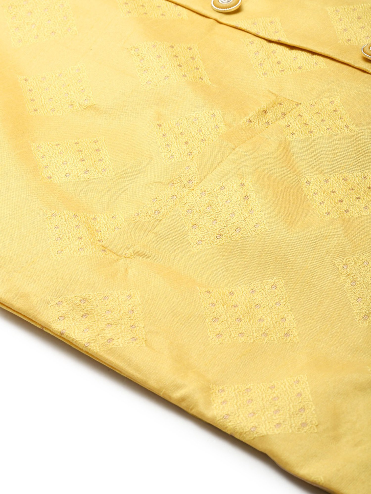 Sojanya Yellow Regular Fit Self Pattern Nehru Jacket