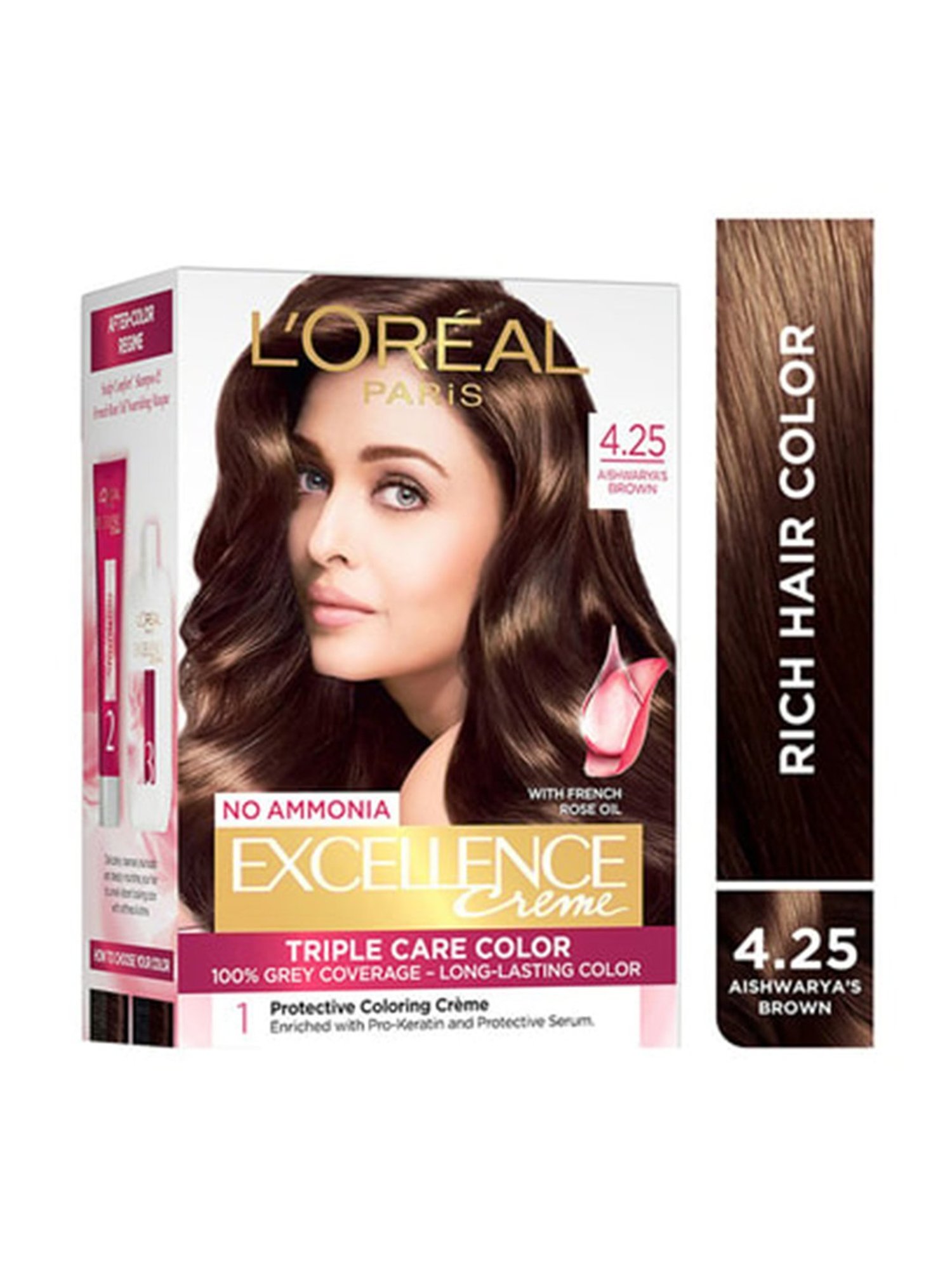 L'Oreal Paris Excellence Creme Triple Care Hair Color 4.25 Aishwarya's Brown - 72 ml + 100 gm