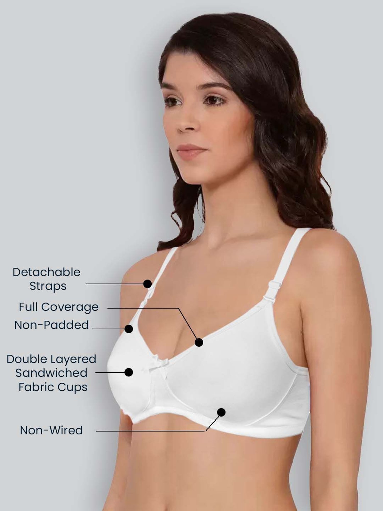 Lyra White Cotton Everyday Bra