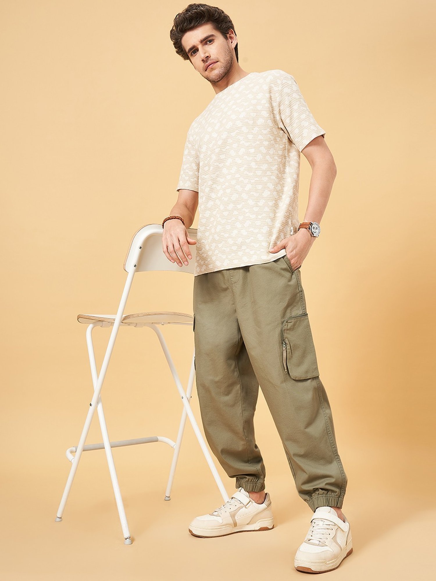 Urban Ranger By Pantaloons Bluish Olive Loose Fit Joggers