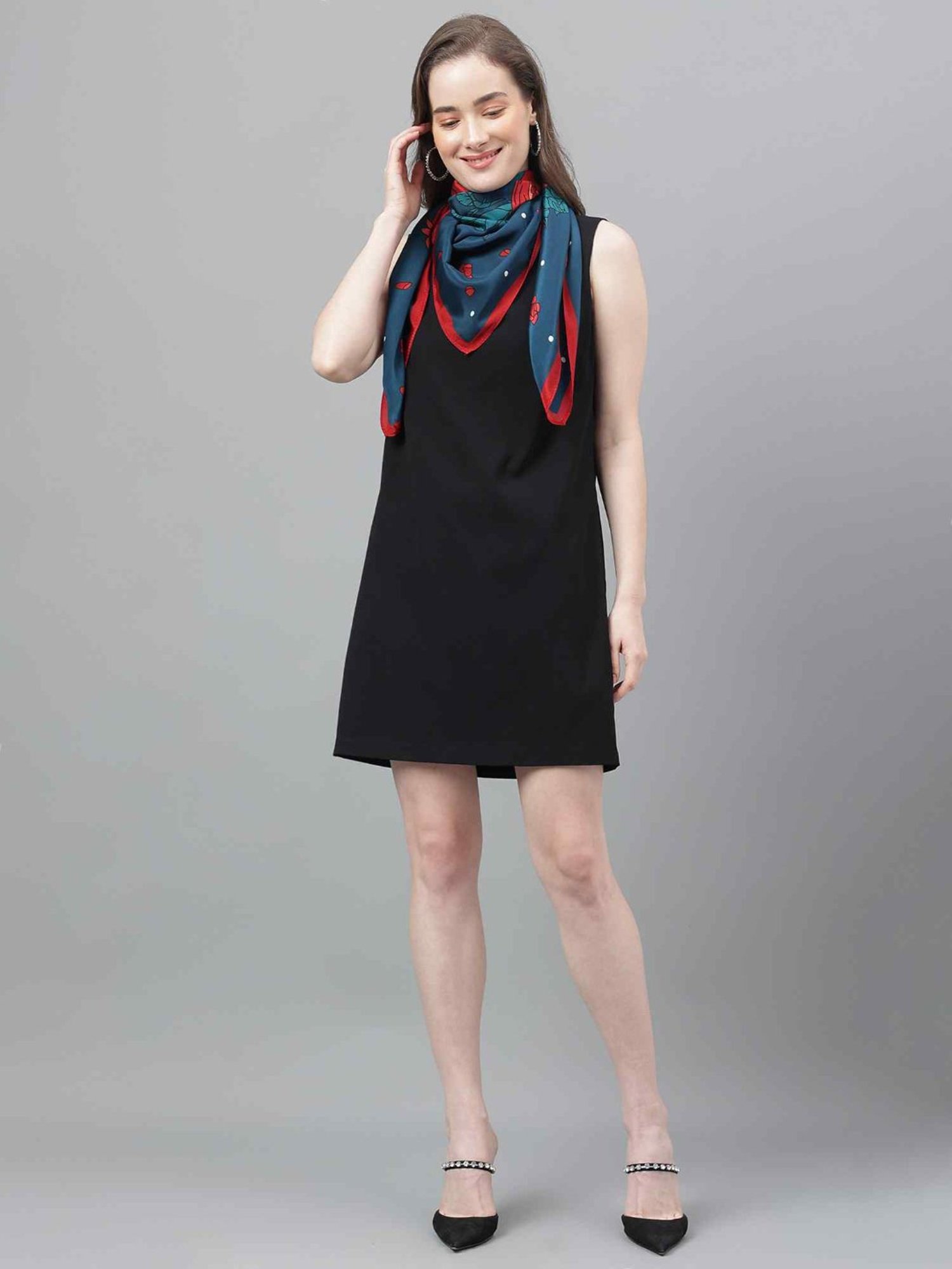 Tossido Blue Printed Scarf & Bag Scarf Set