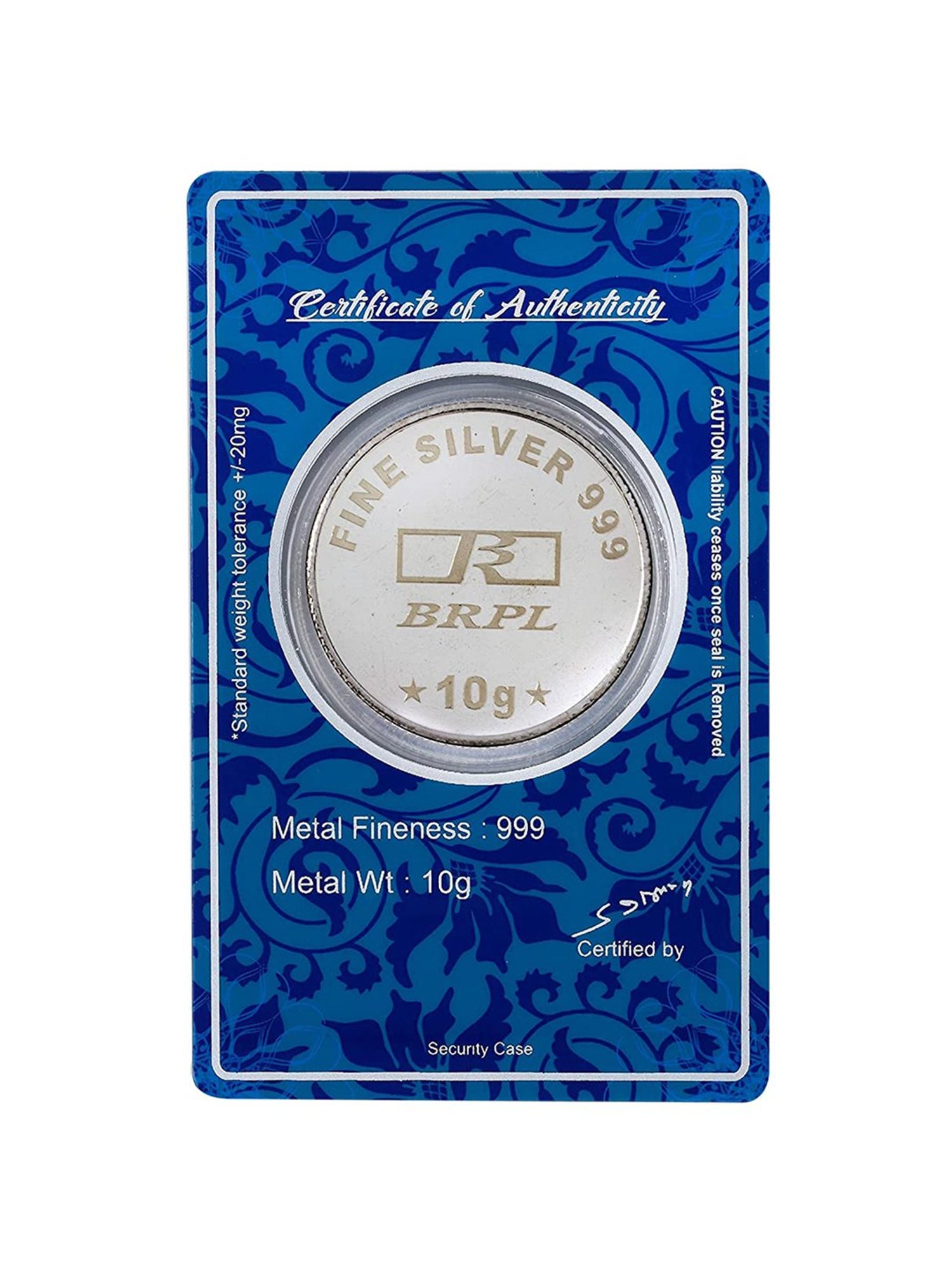 Bangalore Refinery 999 10gm Silver Coin