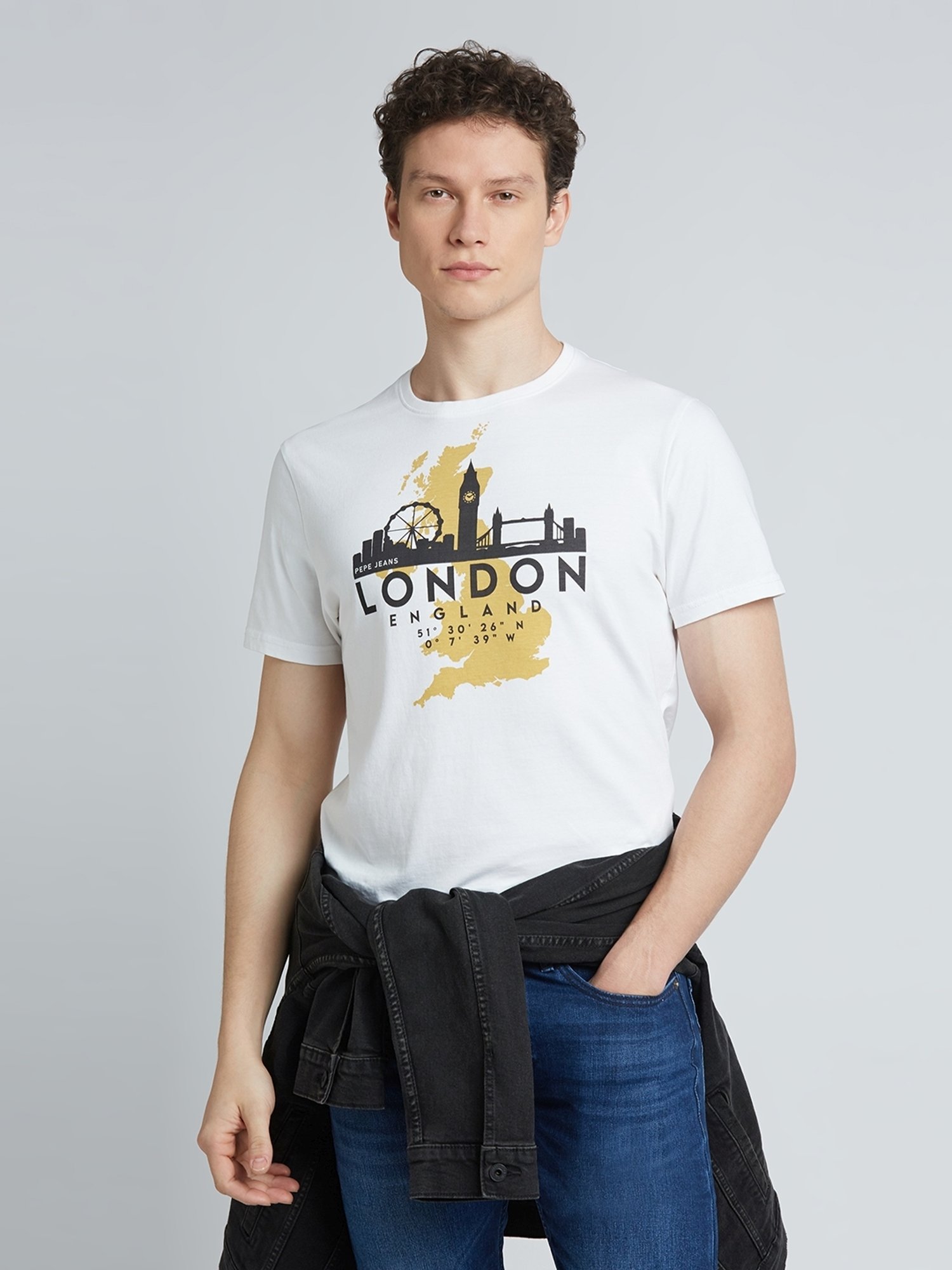Pepe Jeans White Cotton Slim Fit Printed T-Shirt