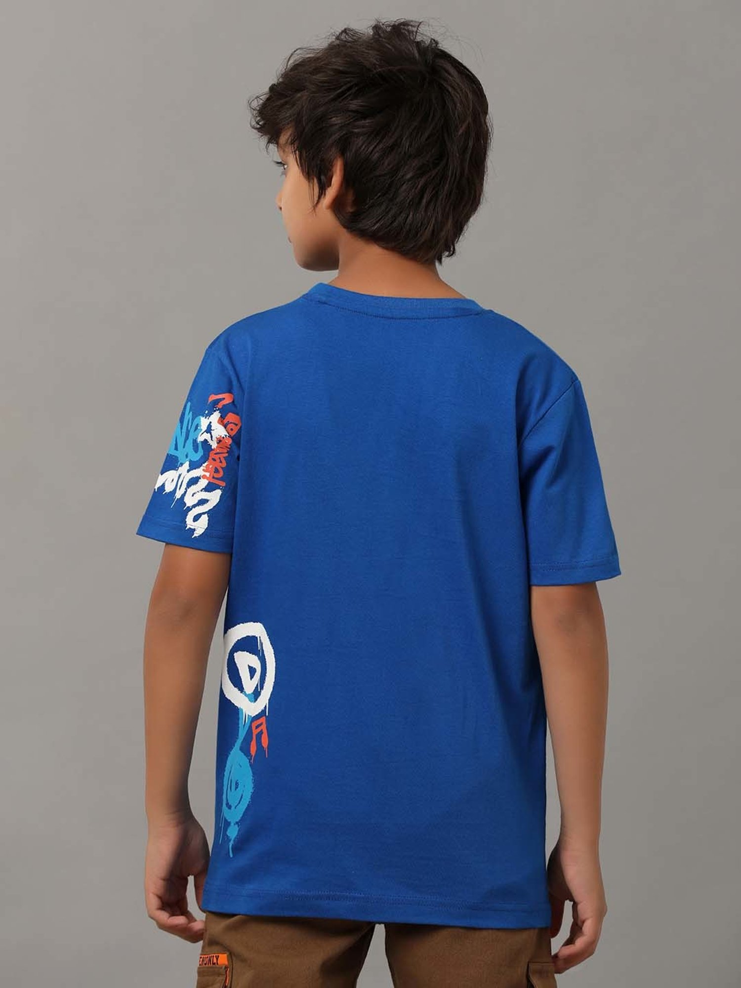 Under Fourteen Only Kids Blue Cotton Printed T-Shirt