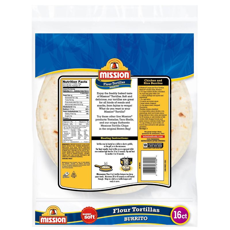 Mission 10" Large Size Flour Tortillas - 40oz/16ct