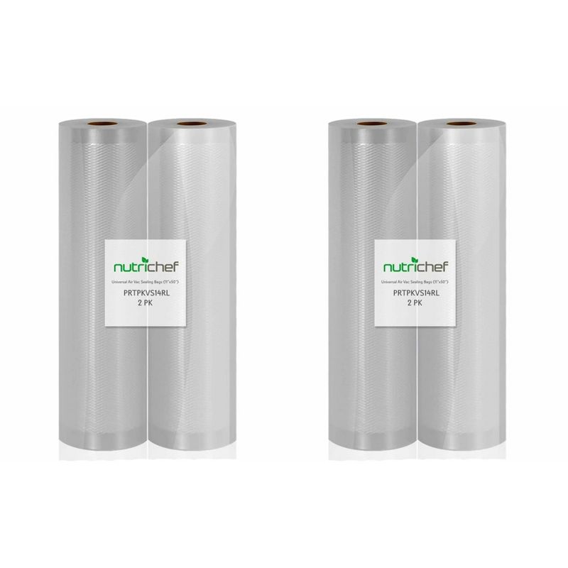NutriChef Premium Vacuum Commercial Grade Multi Ply Food Storage Sealer Rolls for Freezer, Pantry, or Sous Vide (4 Pack)