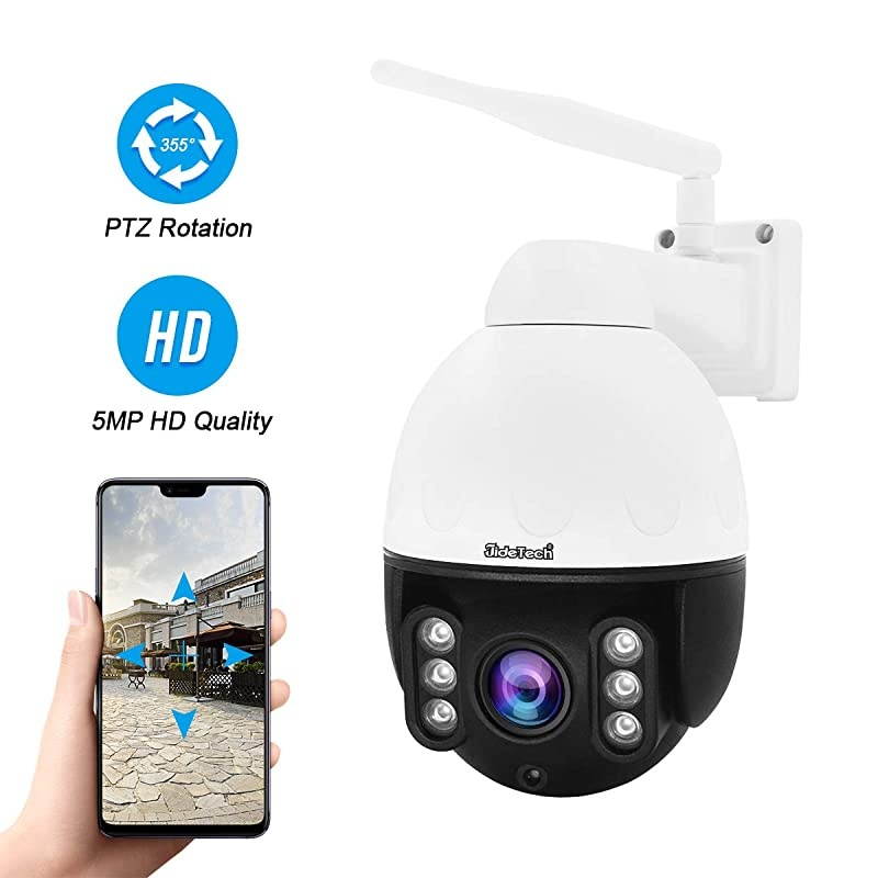 PTZ WiFi IP Camera Outdoor, 1920P HD Wireless Surveillance Camera, 5X Zoom Waterproof Security Camera, 2-Way Audio, Enhanced Night Vision, Smart Detection Alarm, ONVIF, SD Card Slot