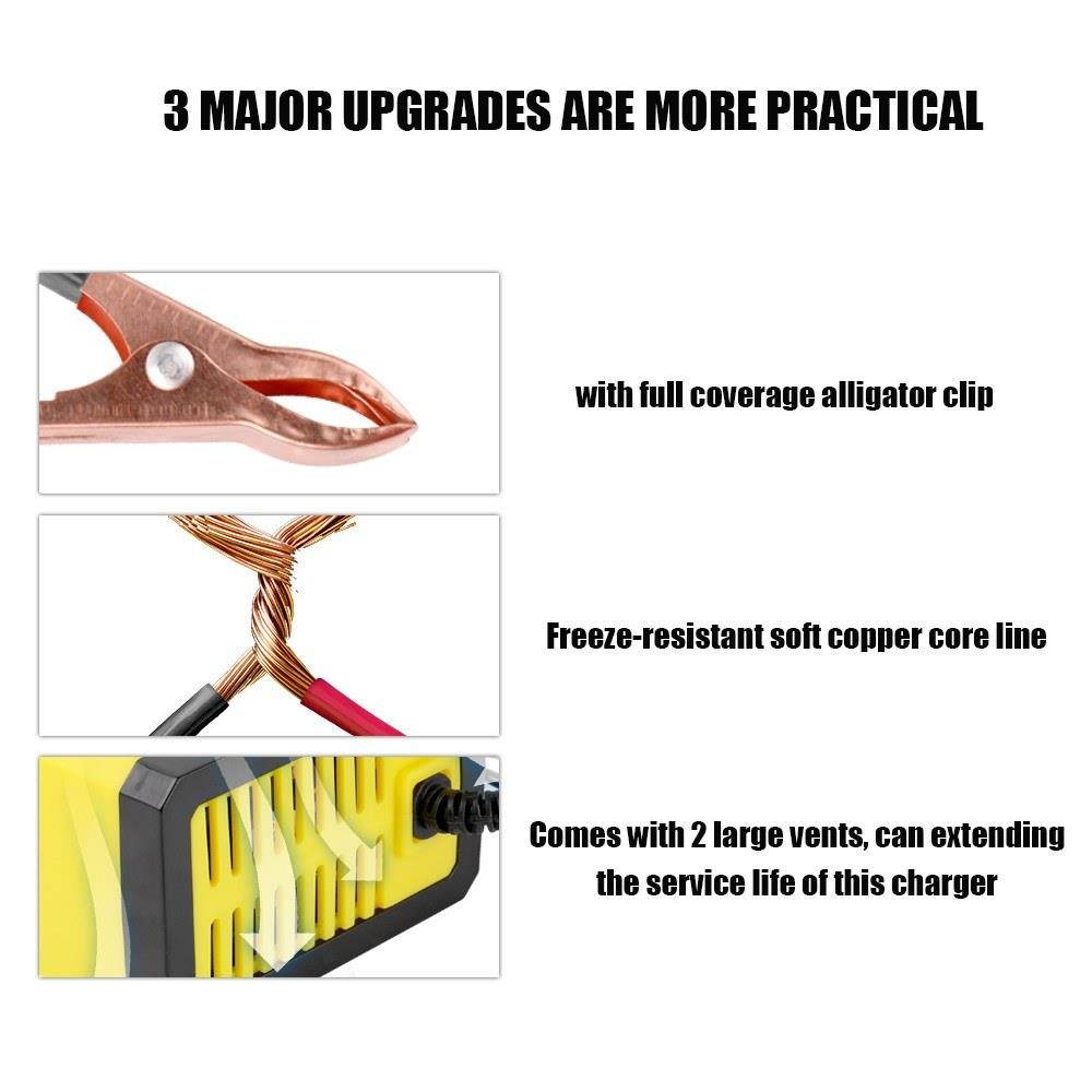 12V 8A Full Automatic Car Battery Charger Intelligent Fast Power Charging Pulse Repair Chargers Wet Dry Lead Acid Battery-chargers with Digital LCD Display