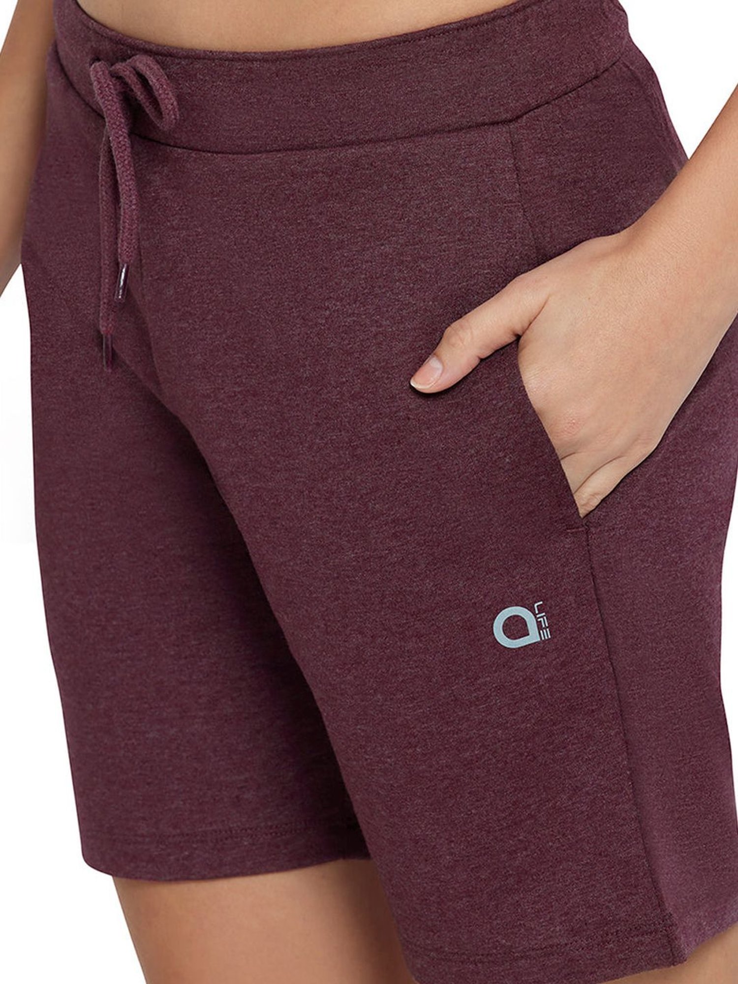 Amante Wine Cotton Low Rise Sports Shorts