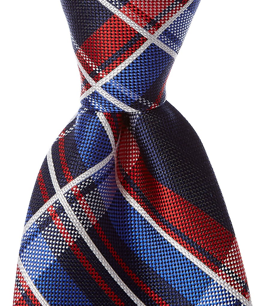 Roundtree & Yorke Trademark Dawson Plaid Narrow 3 1/8#double; Silk Tie