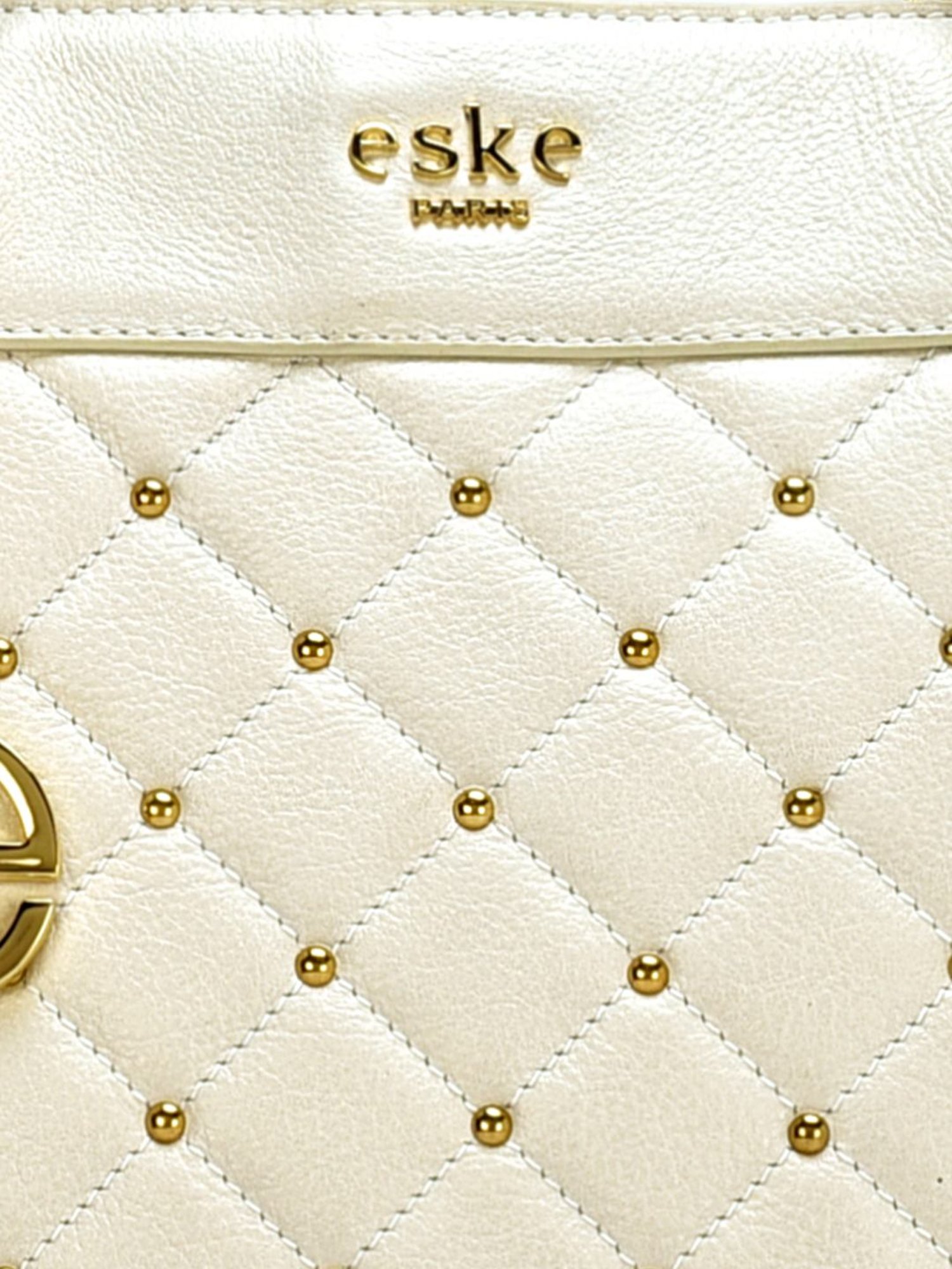 Eske Melba White Rivets Medium Shoulder Handbag