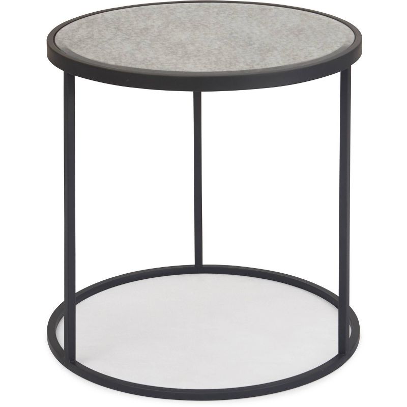Gramercy Round Mirrored Side Table Black - Finch