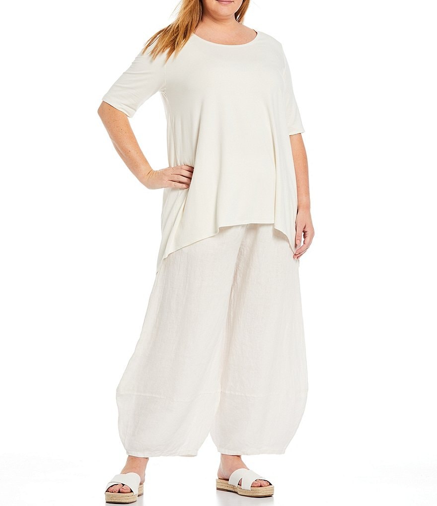 Bryn Walker Plus Size Lilo Organic Bamboo Cotton Scoop Neck Short Sleeve Tunic