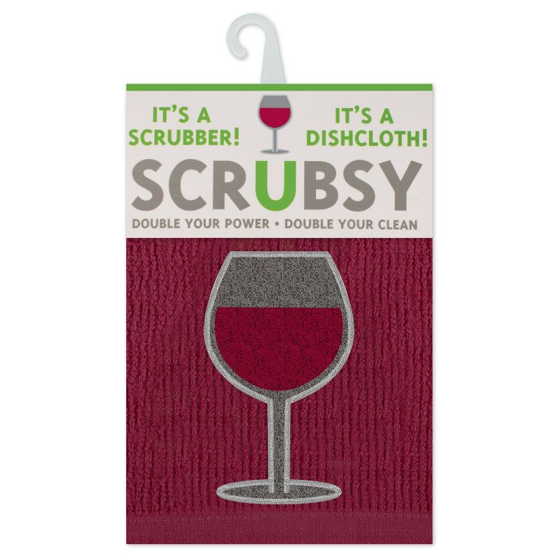 2pk Scrubsy Wine Print Dish Cloths Red- MU Kitchen