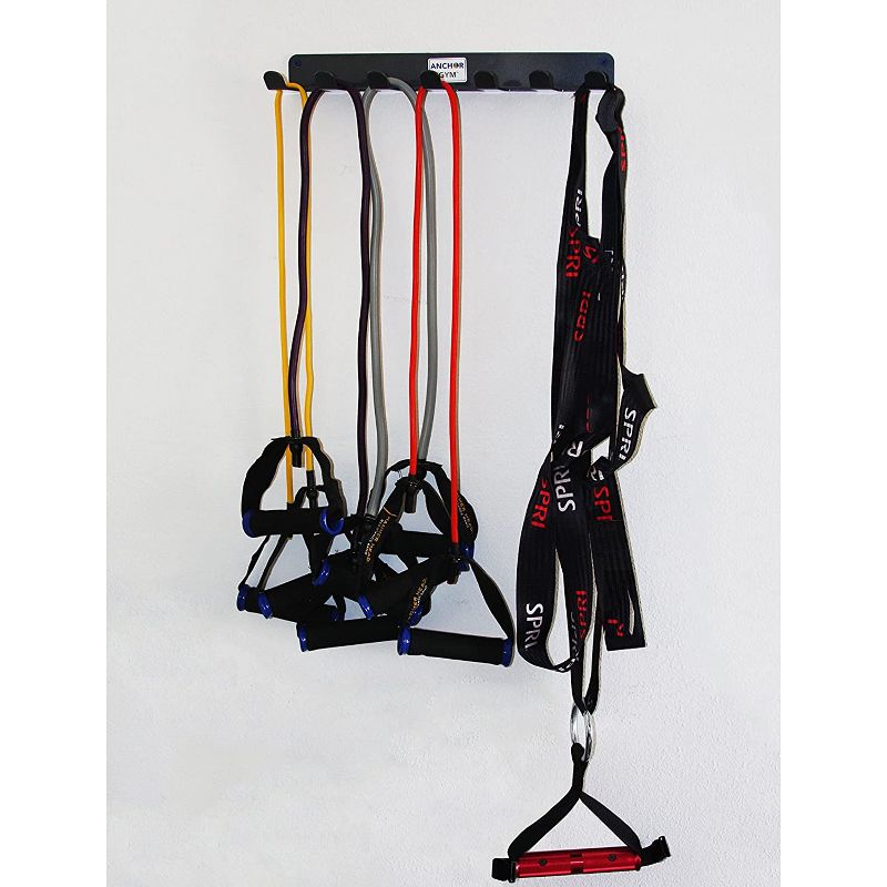 Core Energy Fitness Systems Anchor Gym AGAR Durable Steel 7 Prong Fitness Exercise Accessory Wall Mount Storage Rack for Resistance Bands and Ropes