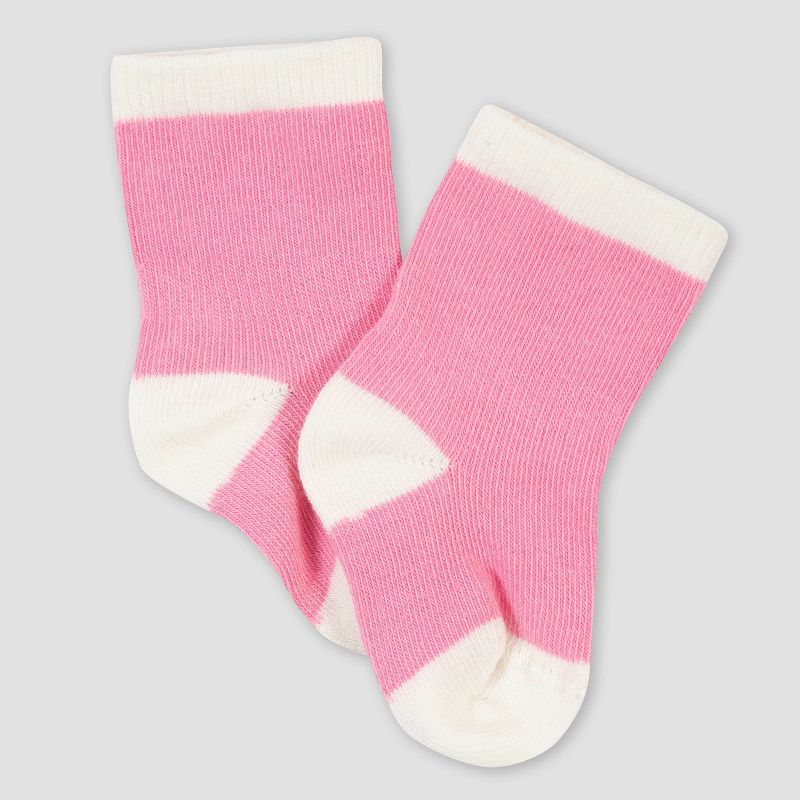 Gerber Baby Girls' 6pk Fox Jersey Wiggle Proof Socks - Pink 0-6M