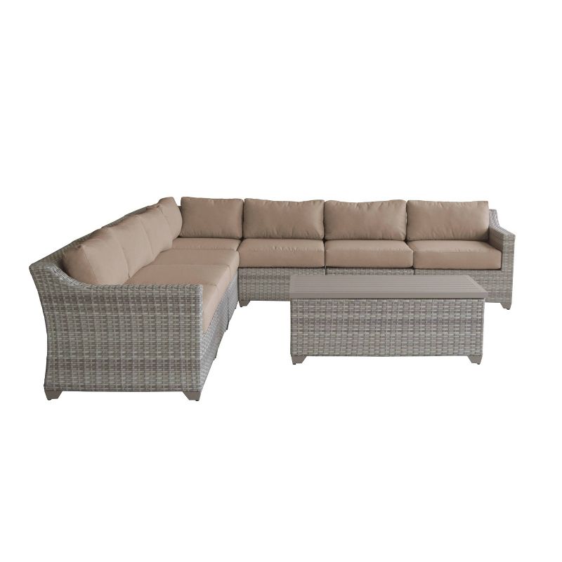 Fairmont 8pc Patio Sectional Seating Set with Cushions - Wheat - TK Classics