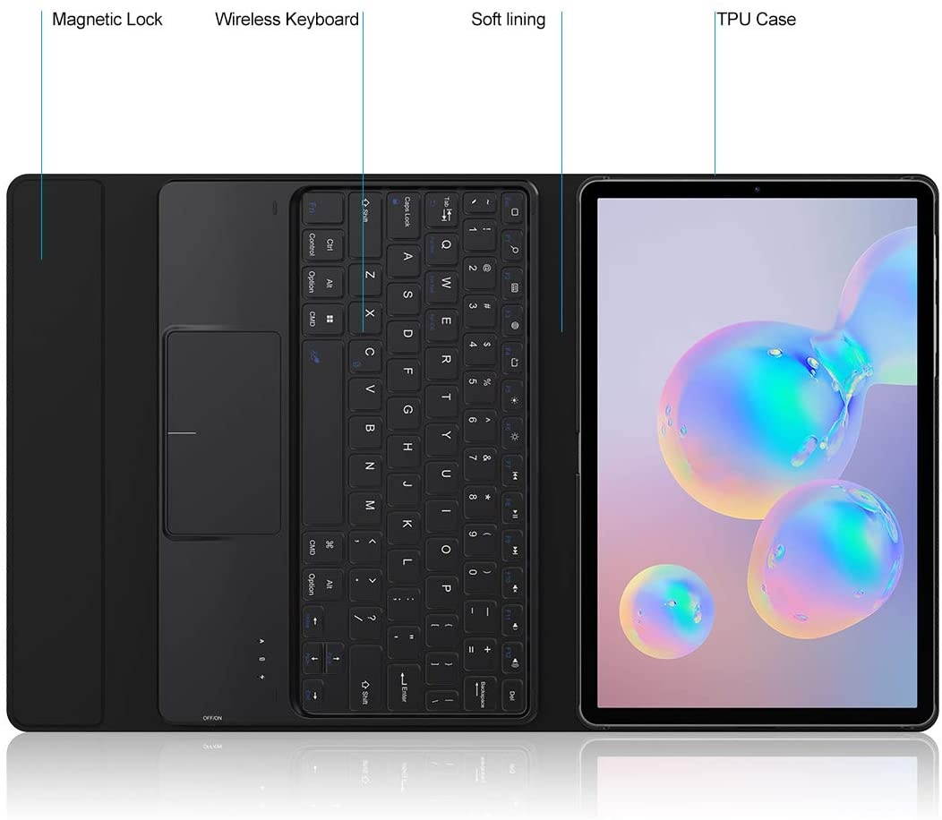 Feitenn Galaxy Tab S6 Keyboard Tab S6 Keyboard Case Laptop Touchpad Detachable Sleep/Wake Smart Tablet Cover Pencil Holder Stand Wireless Bluetooth Keyboard for Samsung Galaxy Tab S6 10.5 - Gray