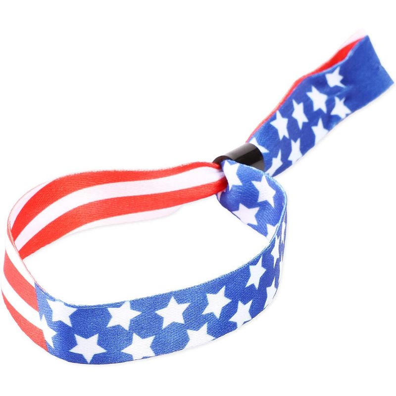 Juvolicious 30 Pack Patriotic American Flag & Star Fabric Wristbands Party Favors for 4th of July, Election Day